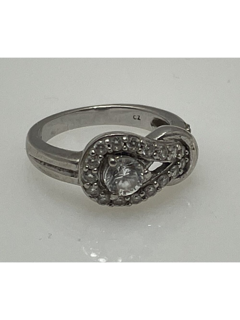 Vintage CZ Multi-Stone Halo Bypass Promise Ring 925 Sterling Silver Size 9-